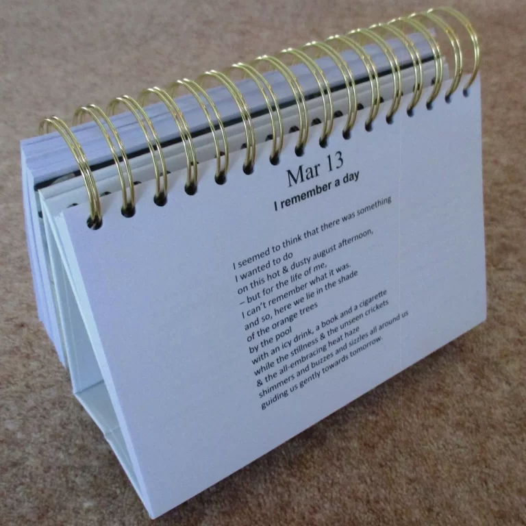 Milkshake Angels calendar, side view showing pages